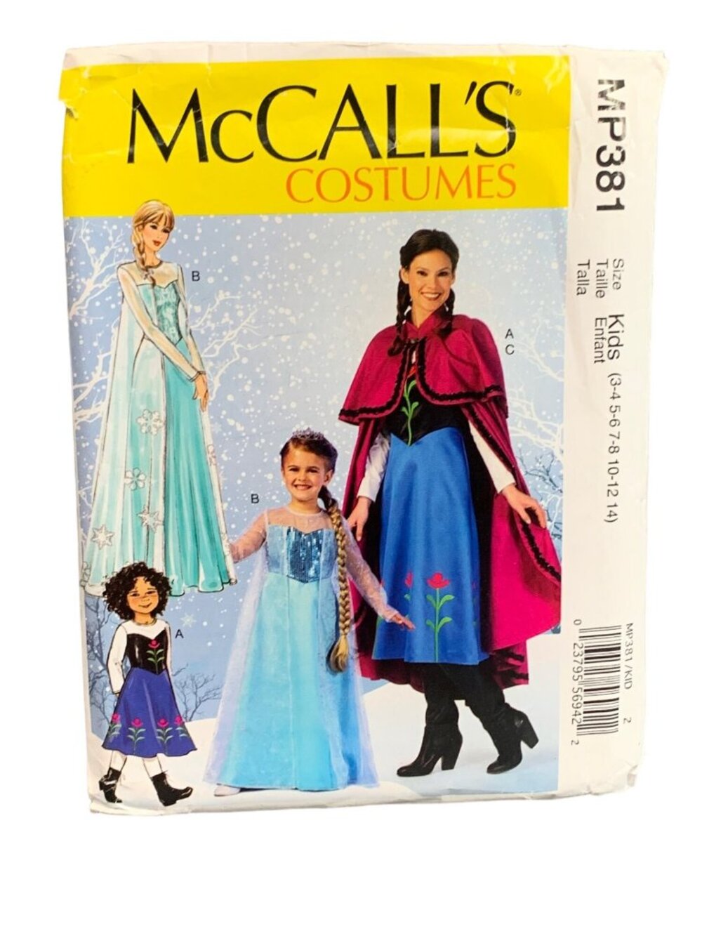 McCalls Costumes Kid Frozen Sewing Pattern MP381 Size 3-4-5-6-7-8-10-12-14 Uncut